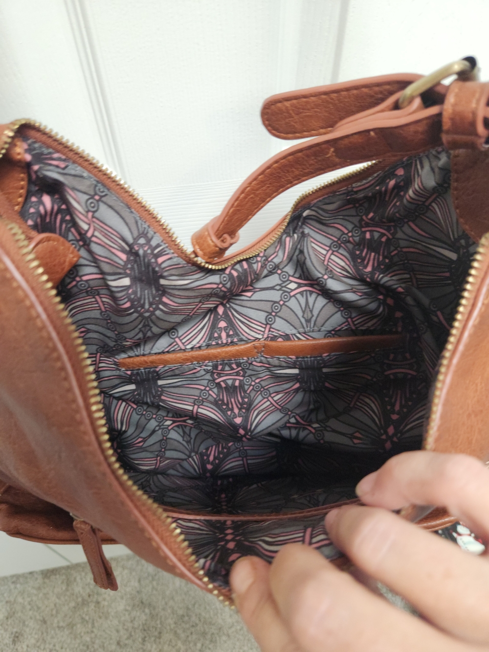Source Unknown Cognac Brown Shoulder Hobo Bag - Picture 3 of 5